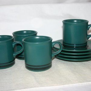 Pfaltzgraff Solstice Dark Green 4 Piece Coffee and Saucer (8 pieces) Set…